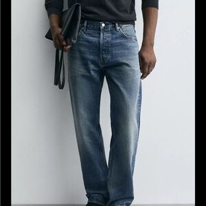 Zara Men's Faded Blue Denim Jeans